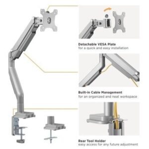 Gas Spring Single Aluminum Monitor Arm for 17"-32"