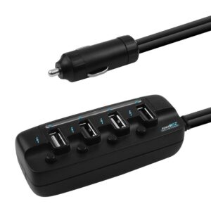 mbeat® 4-Port 40W rapid car charger with ON/OFF switches