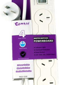 Sansai 4 Way Basic Powerboard with Master Switch