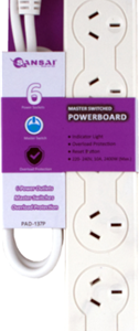 Sansai 6 Way Basic Powerboard with Master Switch