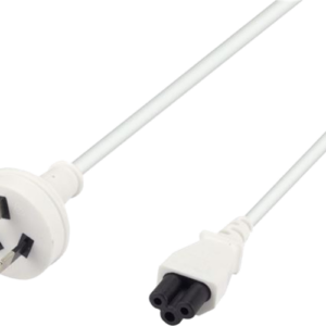 3 Pin Power (M) to C5 Clover (M) White 2m Power Cable