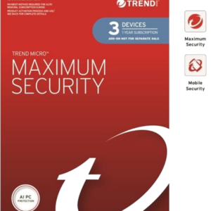 Trend Micro Maximum Security Plus for PC, Mac & Mobile (3 Device) 1yr